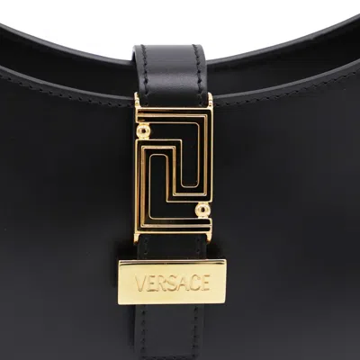 Versace Greca Goddess Leather Shoulder Bag In Blackgold