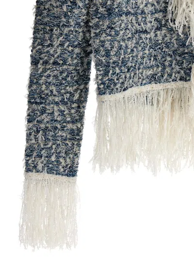 Balmain Fringed Tweed Blazer In Printed