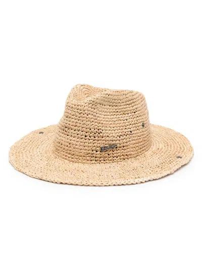 Shop Borsalino Australia Straw Wide-brim Hat In Beige