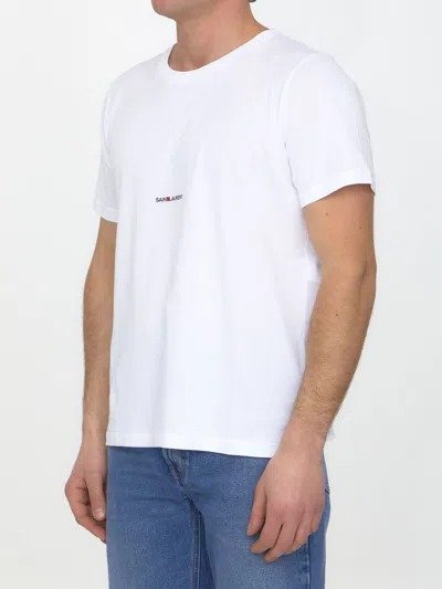 Shop Saint Laurent Cotton T-shirt With Logo In White