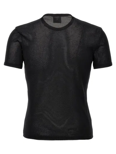 Shop Courrèges 'resistance Contrast Mesh' T-shirt In Black