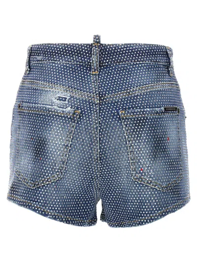 Shop Dsquared2 Blue Cotton Mini Shorts