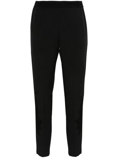 Shop Ermanno Firenze Embroidered Trousers In Black
