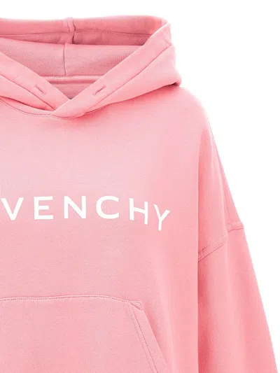 Shop Givenchy Cropped Logo Hoodie In Pink
