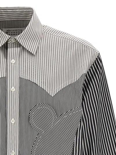 Shop Maison Margiela Classic Striped Shirt In White/black