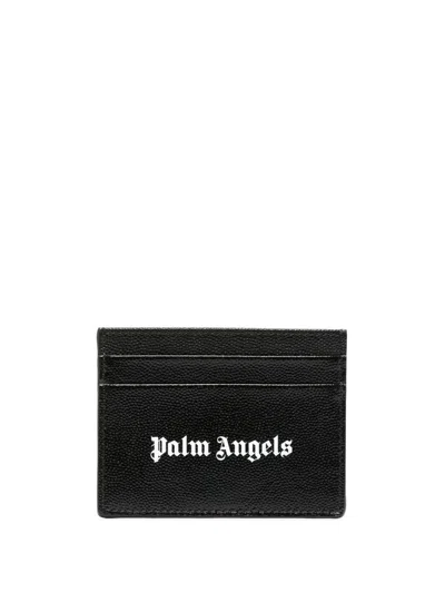 Shop Palm Angels Leather Credit Card Case In Black