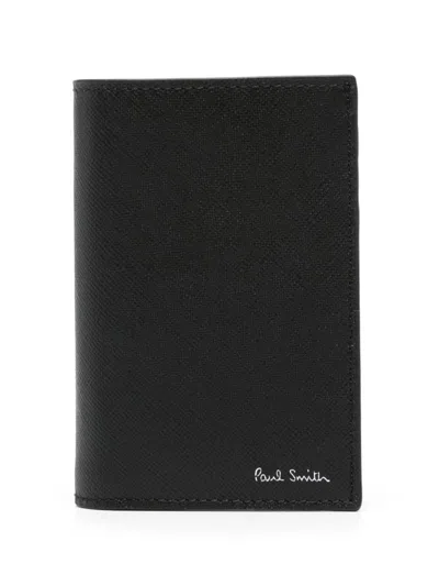 Shop Paul Smith Leather Credit Card Case In Black