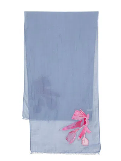 Shop Paul Smith Tulip Print Scarf In Clear Blue