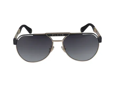 Shop Philipp Plein Sunglasses In Rose' Gold Shiny With Black Semi-glossy Parts