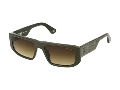 Shop Police Sunglasses In Glossy Olive Green