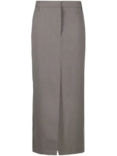 Shop Remain Birger Christensen Pencil Skirt With Slit In Grey