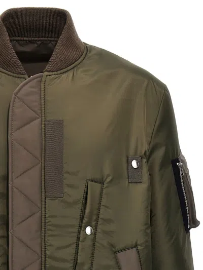 Shop Sacai Nylon Reversible Bomber Jacket In Green