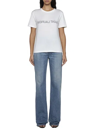 Shop Saint Laurent T-shirts And Polos In Naturel/noir