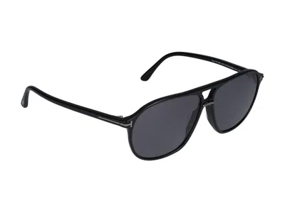 Shop Tom Ford Sunglasses In Glossy Black/smoke Polar