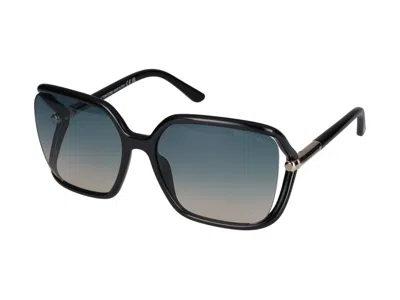 Shop Tom Ford Sunglasses In Glossy Black/green Grad