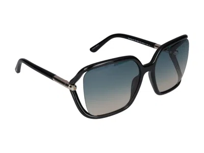 Shop Tom Ford Sunglasses In Glossy Black/green Grad