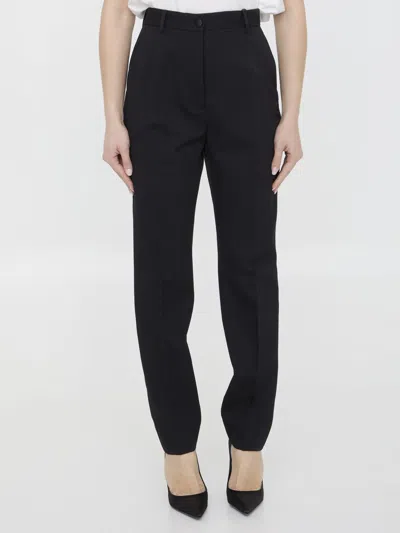 Shop Dolce & Gabbana Wool Gabardine Pants In Black