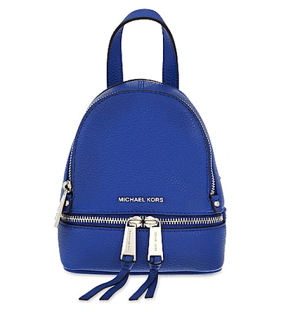 Shop Michael Michael Kors Rhea Extra-small Grained Leather Backpack In Elctric Blue