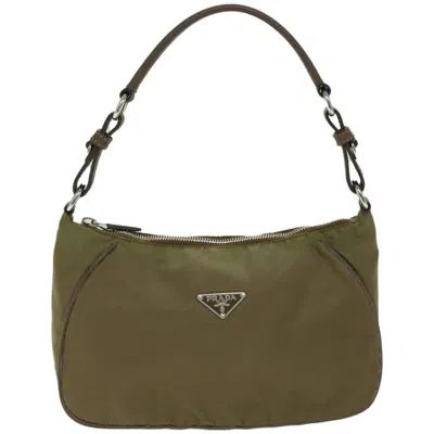 Shop Prada Tessuto Brown Synthetic Shoulder Bag ()