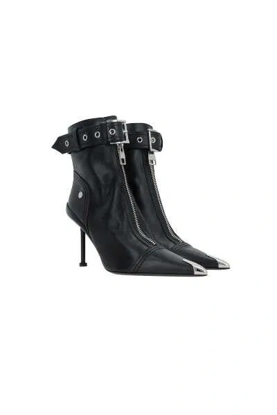 Shop Alexander Mcqueen Boots In Black+black+silver