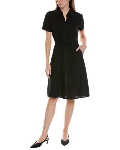 Shop Ellen Tracy Linen-blend Shirtdress In Black