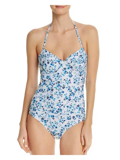 Shop Shoshanna Womens Underwire Floral One-piece Swimsuit In Blue