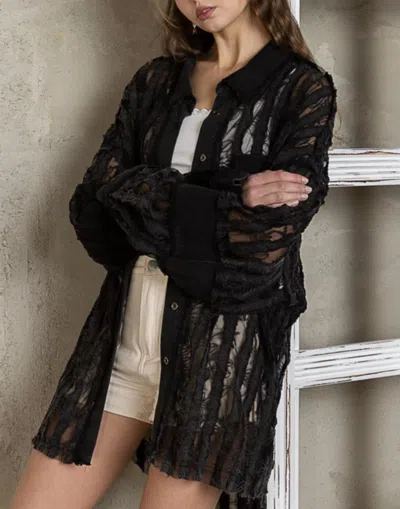 Pol Sheer Stripe Shirt In Black In Black