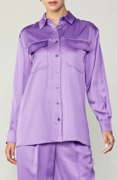 Current Air Silky Buttoned Shirt In Royal Lilac In Multi