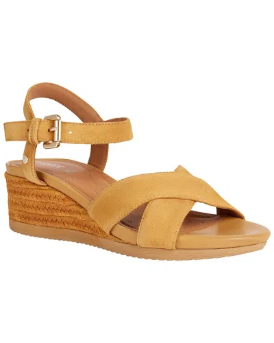 Shop Geox Ischia Leather Sandal In Yellow