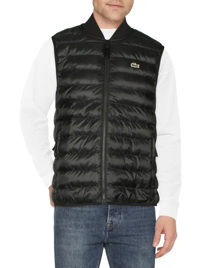 Shop Lacoste Mens Quilted Layering Vest In Black