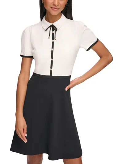 Shop Karl Lagerfeld Womens Puff Sleeve Mini Fit & Flare Dress In Multi