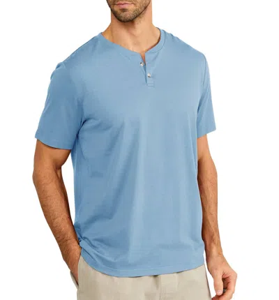 Shop Free Fly Bamboo Heritage Henley Tee In Blue Fog