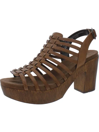 Shop White Mountain Astonish Womens Faux Leather Caged Gladiator Sandals In Brown