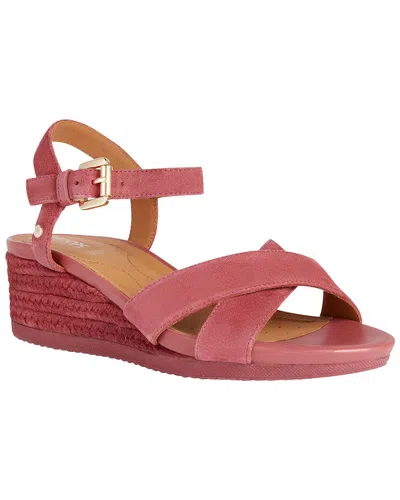 Shop Geox Ischia Leather Sandal In Pink