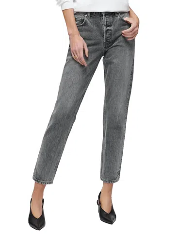 Shop Anine Bing Betty Straight Non-stretch Jean In Grey Wash