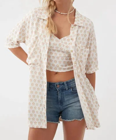 Shop O'neill Tricia Daisy Button-up Top In Winter White