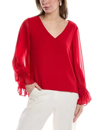 Shop Vince Camuto V-neck Blouson Sleeve Top In Red