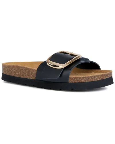 Shop Geox Brionia Leather Sandal In Black