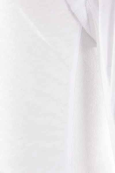 James Perse Sheer Slub Side Panel Shirt In White In White