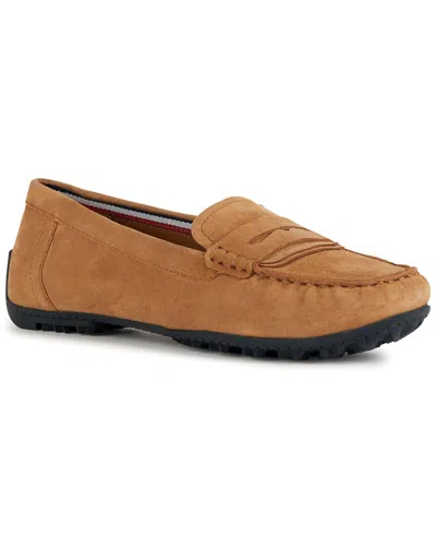 Shop Geox Kosmopolis Leather Moccasin In Brown