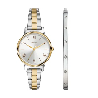 Shop Fossil Women's Daisy Three-hand, Stainless Steel Watch And Bracelet Set In Multi