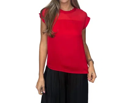 Shop Kld. Signature Sheer Chiffon Contrast Top In Red