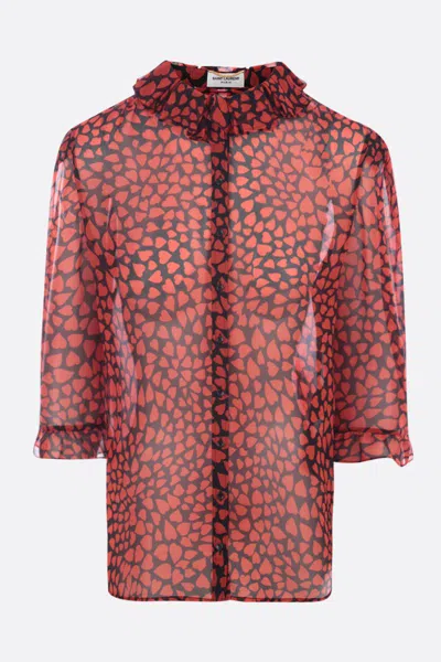 Shop Saint Laurent Shirts In Noir+rubis