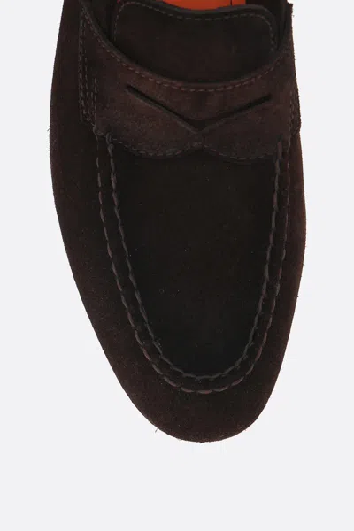 Shop Santoni Flat Shoes In Dark Brown