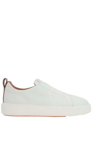 Santoni Leather Low-top Sneakers In White