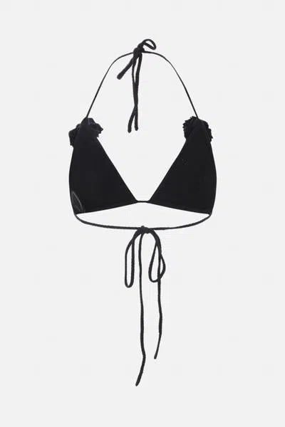 Self-portrait Crochet-knit Bikini Bottoms In Black