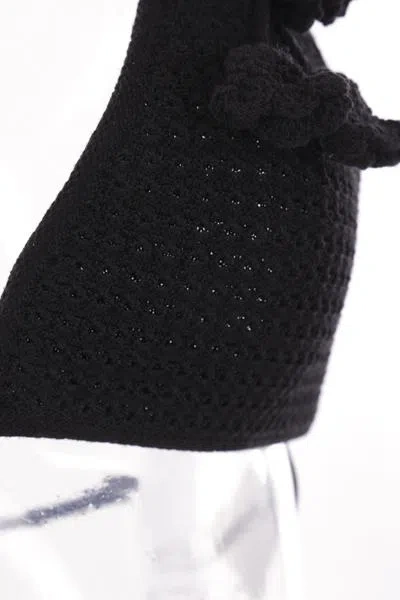 Self-portrait Crochet-knit Bikini Bottoms In Black