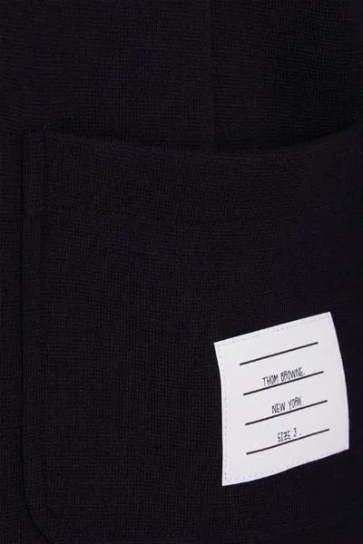 Thom Browne Logo Patch Single-breasted Blazer In Blue