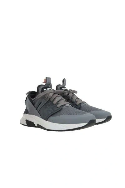 Shop Tom Ford Sneakers In Grey+white