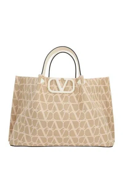 Shop Valentino Garavani Bags In Natural+ivory